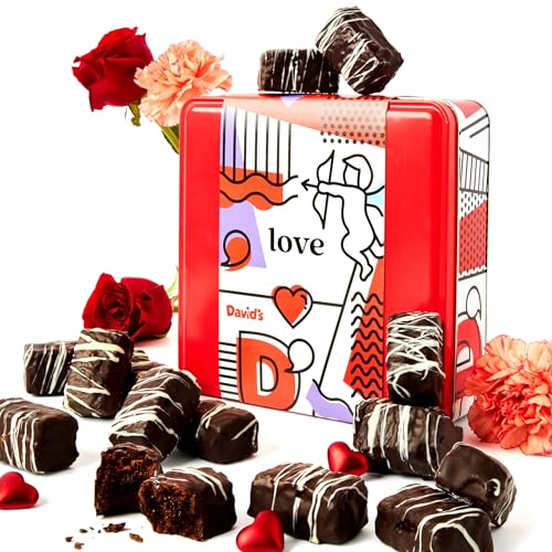 0049578991815 - DAVID’S COOKIES OVEN-FRESH BAKED BROWNIE BITES – DELICIOUS DECADENT DARK CHOCOLATE GLAZED MINI BROWNIE IN A HAPPY EASTER-THEMED TIN GIFT BOX – INDIVIDUALLY WRAPPED GOURMET CHOCOLATE BROWNIES 16 PCS