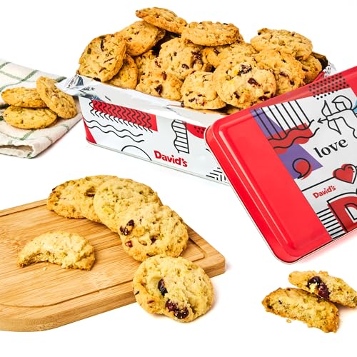 0049578991990 - DAVIDS COOKIES CRANBERRY PISTACHIO BISCUITS SWEET SAMPLER IN LOVE TIN - 1.7 LBS IRRESISTIBLE CRUNCH, GOURMET SNACKS & BAKERY TREATS - IDEAL FOR SNACKING & GIFTING - DELICIOUS GOURMET VALENTINES GIFT