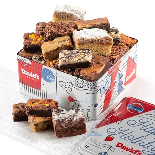 0049578992072 - DAVIDS COOKIES WINTER WONDERLAND ASSORTED BROWNIES & CRUMB CAKE GIFT BASKET TIN 16PCS - DELICIOUS, FRESH BAKED SNACKS, GOURMET CHOCOLATE FUDGE SLICES, BROWNIES IDEAL FOR HOLIDAY CORPORATE BIRTHDAY FATHERS MOTHERS DAY GET WELL AND OTHER SPECIAL OCCASIONS