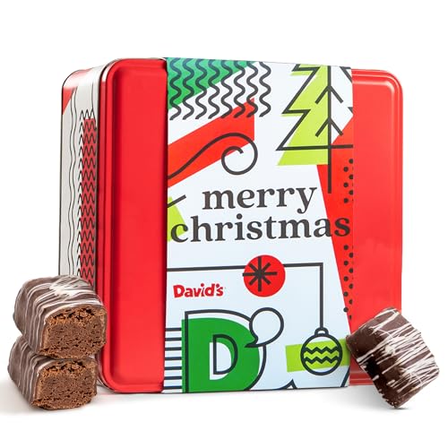0049578992089 - DAVID’S COOKIES MERRY CHRISTMAS CHOCOLATE COVERED BROWNIE BITES IN GIFT TIN 16PCS – DELICIOUS DECADENT DARK CHOCOLATE GLAZED MINI BROWNIES – INDIVIDUALLY WRAPPED YUMMY BROWNIE MORSELS MAKE GOURMET DESSERTS GIFT FOR HOLIDAY AND OTHER SPECIAL OCCASIONS