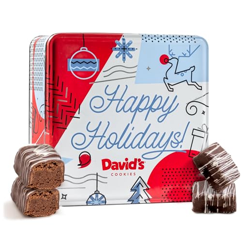 0049578992102 - DAVID’S COOKIES WINTER WONDERLAND CHOCOLATE COVERED BROWNIE BITES IN GIFT TIN 16PCS – DELICIOUS DECADENT DARK CHOCOLATE GLAZED MINI BROWNIES – INDIVIDUALLY WRAPPED YUMMY BROWNIE MORSELS MAKE GOURMET DESSERTS GIFT FOR HOLIDAY AND OTHER SPECIAL OCCASIONS