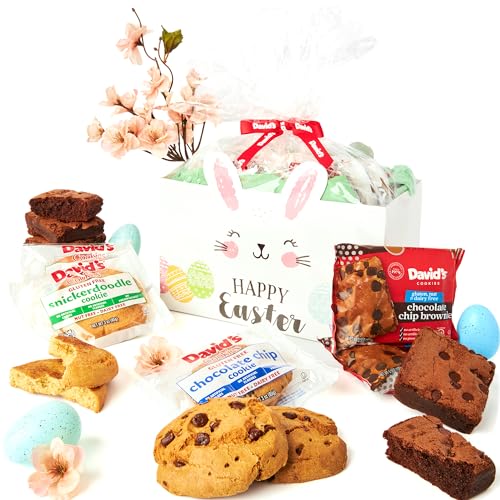 0049578992621 - DAVIDS COOKIES HAPPY EASTER GLUTEN FREE ASSORTED COOKIES & BROWNIES BUNNY BOX – INDIVIDUALLY WRAPPED GLUTEN FREE BROWNIES 6PCS & ASSORTED COOKIES 6PCS | GOURMET EASTER FOOD GIFT FOR FRIENDS & FAMILY