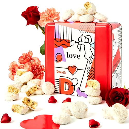 0049578998111 - DAVID’S COOKIES VALENTINES DAY GOURMET COOKIES – 16OZ BUTTER PECAN MELTAWAYS VALENTINE COOKIES WITH CRUNCHY PECANS AND POWDERED SUGAR – PREMIUM FRESH INGREDIENTS – LOVELY TIN BOX