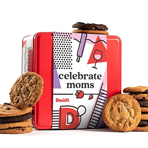 0049578998142 - DAVID’S COOKIES GOURMET COOKIES – MOTHERS DAY COOKIE GIFT – 2LBS HAPPY MOTHERS DAY ASSORTED COOKIE TIN CELEBRATE MOM PACKAGING