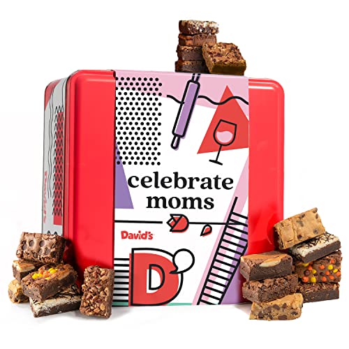 0049578998166 - DAVID’S COOKIES ASSORTED BROWNIES TIN – DELICIOUS, FRESH BAKED BROWNIE SNACKS – GOURMET PURE CHOCOLATE FUDGE BROWNIE SLICES – YUMMY FLAVORS TO CELEBRATE MOMS – 20 PCS