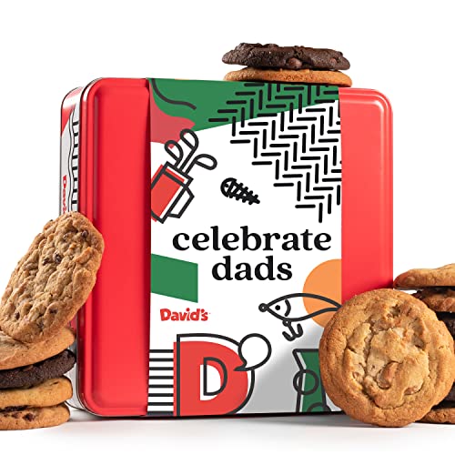 0049578998333 - DAVID’S COOKIES FATHERS DAY GOURMET COOKIES – 1LB ASSORTED COOKIE TIN – DELICIOUS TRADITIONAL RECIPES WITH ASSORTED FLAVORS