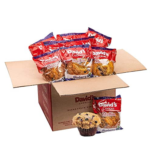 0049578999149 - DAVIDS COOKIES BLUEBERRY MUFFINS | FRESHLY BAKED MUFFINS WITH INDULGING FLAVOR, IDEAL GIFT TO YOUR LOVED ONES THIS SEASON, 12 INDIVIDUALLY WRAPPED MUFFINS IN PAPERBOARD BOX (6 OUNCE EACH)