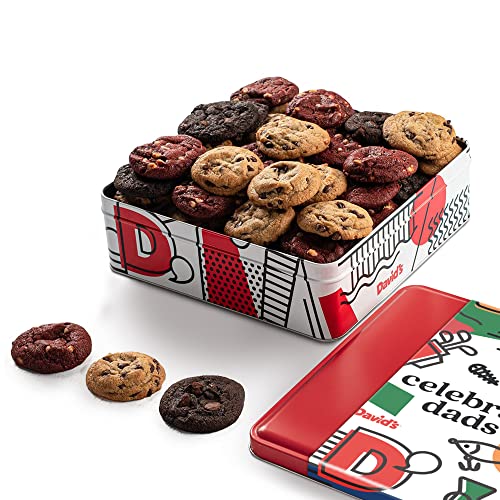 0049578999767 - DAVIDS COOKIES FRESHLY BAKED MELT IN YOUR MOUTH ASSORTED MINI COOKIES WITH CHOCOLATE CHIP, CHOCOLATE & WHITE CHOCOLATE CHIP & RED VELVET COOKIES IN A BEAUTIFUL LOVE TIN BOX - 1 LB