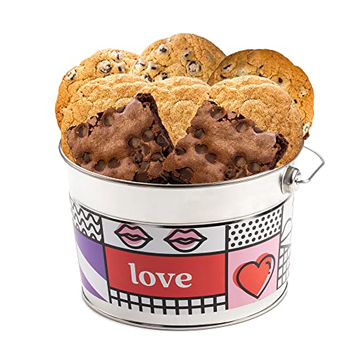 0049578999774 - DAVID’S COOKIES VALENTINES DAY GLUTEN FREE ASSORTED COOKIES AND BROWNIES BUCKET SAMPLER - FRESHLY BAKED IDEAL GIFT GOURMET FOR EVERYONE - COMES IN A LOVE-THEMED DECORATED BUCKET 1.3LBS