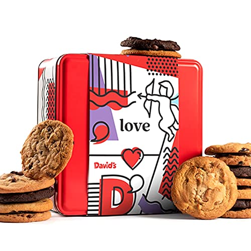0049578999781 - DAVID’S COOKIES LOVE ASSORTED COOKIES GIFT TIN – 2LBS SOFT AND GOURMET VALENTINE COOKIES TIN – FRESHLY BAKED LOVE COOKIES GIFT BASKET - ALL NATURAL AND HANDMADE VALENTINE COOKIES