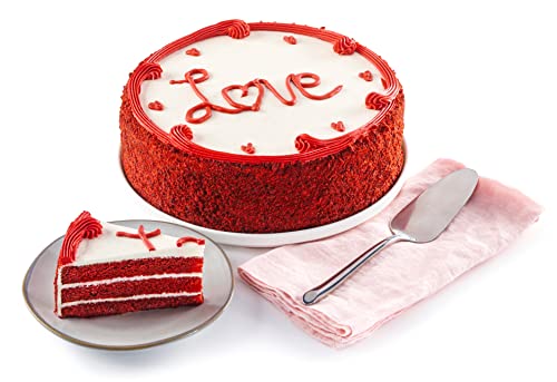 0049578999798 - DAVID’S COOKIES LOVE RED VELVET CAKE 10” - HAND DECORATED BAKED MOIST CAKE - AMAZING GIFT IDEA FOR YOUR SPECIAL SOMEONE THIS VALENTINES DAY