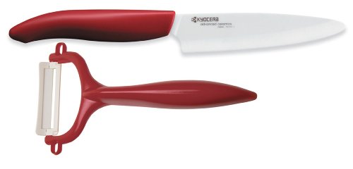 4960664670444 - KYOCERA ADVANCED CERAMIC REVOLUTION SERIES 4-1/2-INCH UTILITY KNIFE AND Y-PEELER GIFT SET, RED