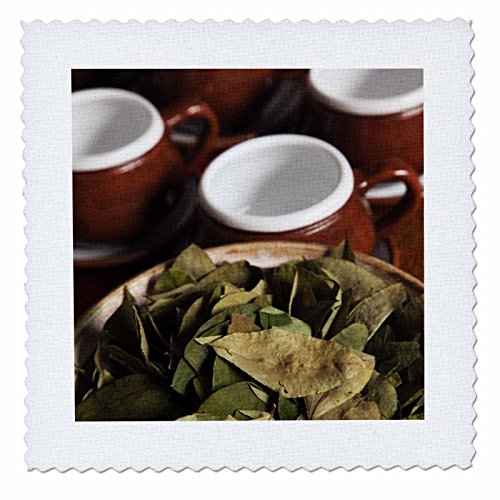 0496086965010 - 3DROSE QS_86965_1 PERU, CUZCO. COCA LEAVES AND TEA CUPS - SA17 BJA0152 - JAYNES GALLERY - QUILT SQUARE, 10 BY 10-INCH