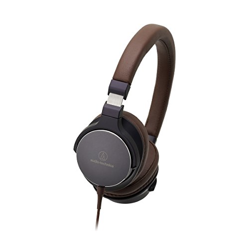 4961310135942 - AUDIO TECHNICA NAVY AND BROWN ON-EAR HIGH-RESOLUTION AUDIO HEADPHONES
