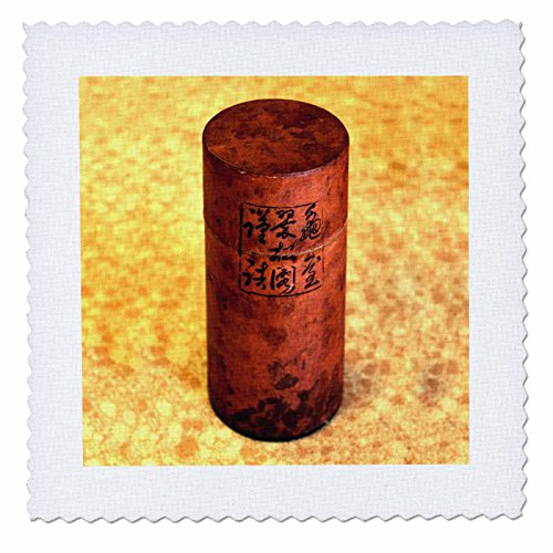0496161314061 - 3DROSE LLC QS_161314_6 QUILT SQUARE, 16 BY 16-INCH, SMALL JAPANESE ROUND CYLINDER HERBAL TEA BOX-HERBS, ORIENTAL, ZEN, JAPAN, CHINESE, HERB, ASIAN