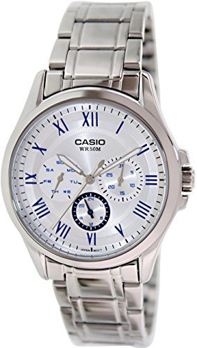 4971850993940 - CASIO MEN'S MTPE301D-7B2V SILVER STAINLESS-STEEL QUARTZ WATCH WITH SILVER DIAL
