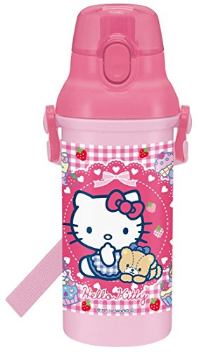4973307282737 - DIRECT DRINKING PLASTIC ONE-TOUCH BOTTLE 480ML HELLO KITTY CUP CAKE