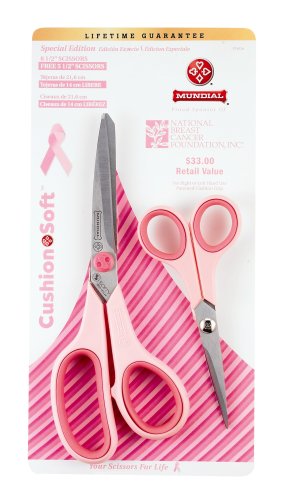 0049774168226 - MUNDIAL P1852B CUSHIONSOFT SPECIAL EDITION 8-1/2-INCH AND 5-1/2-INCH AMBIDEXTROUS SCISSORS, 2-PIECE SET, PINK