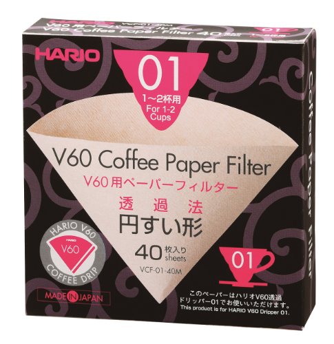 4977642723245 - HARIO BOX OF PAPER FILTERS FOR 01 DRIPPER, 40 SHEETS, NATURAL