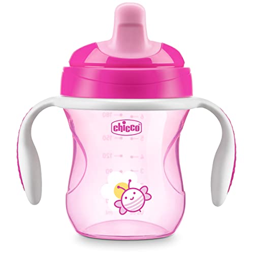 0049796070439 - CHICCO SEMI-SOFT SPOUT TRAINER SPILL-FREE SIPPY CUP 7OZ. PINK 6M+