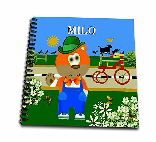 0498049970024 - SMUDGEART MALE CHILD NAME DESIGN - DECORATIVE BEAR WEARING OVERALLS WITH THE NAME MILO - MEMORY BOOK 12 X 12 INCH (DB_49970_2)