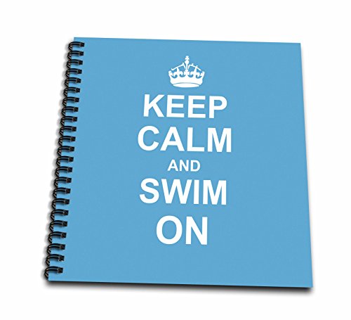 0498157778024 - 3DROSE DB_157778_2 KEEP CALM AND SWIM ON BLUE CARRY ON SWIMMING HOBBY OR PRO SWIMMER GIFTS POOL FUN FUNNY HUMOR MEMORY BOOK, 12 BY 12-INCH