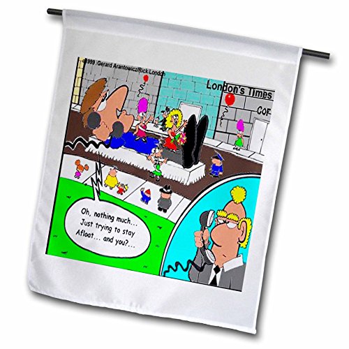 0499002213028 - LONDONS TIMES FUNNY MUSIC CARTOONS - STAYING AFLOAT - 18 X 27 INCH GARDEN FLAG (FL_2213_2)
