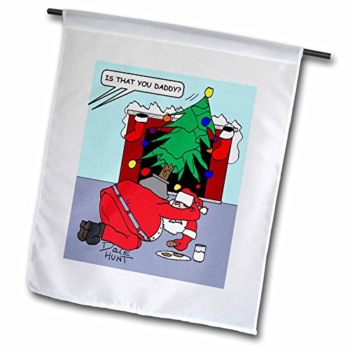 0499003919011 - RICH DIESSLINS CARTOON DAYS OF CHRISTMAS TCDC - DALE HUNT CARTOON ABOUT SANTA GETTING CAUGHT IN THE ACT - 12 X 18 INCH GARDEN FLAG (FL_3919_1)
