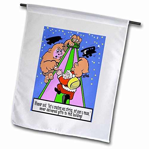 0499008529017 - RICH DIESSLINS CARTOON DAYS OF CHRISTMAS TCDC - IRA MONROE - SANTA FINDS SOME BUILDINGS ARE STIRRING MORE THAN A MOUSE - 12 X 18 INCH GARDEN FLAG (FL_8529_1)