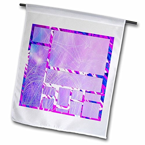 0499039807023 - JOS FAUXTOGRAPHEE ABSTRACT - LIGHT PAINTING IN PINK AND PURPLE WITH DAINTILY DRAWN LINES AND CAGE IN FRONT - 18 X 27 INCH GARDEN FLAG (FL_39807_2)