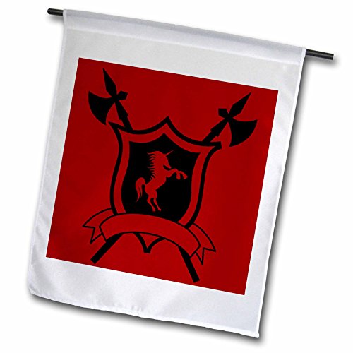 0499045398010 - 3DROSE FL_45398_1 BLACK MEDIEVAL ARMOUR ON A RED BACKGROUND GARDEN FLAG, 12 BY 18-INCH