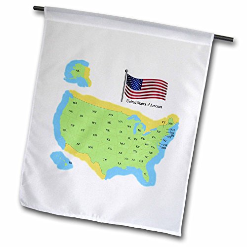 0499046642013 - 777IMAGES FLAGS AND MAPS - NORTH AMERICA - MAP AND FLAG OF THE USA WITH ALL OF THE UNITED STATES OF AMERICA IDENTIFIED WITH 2 LETTER POSTAL ID - 12 X 18 INCH GARDEN FLAG (FL_46642_1)