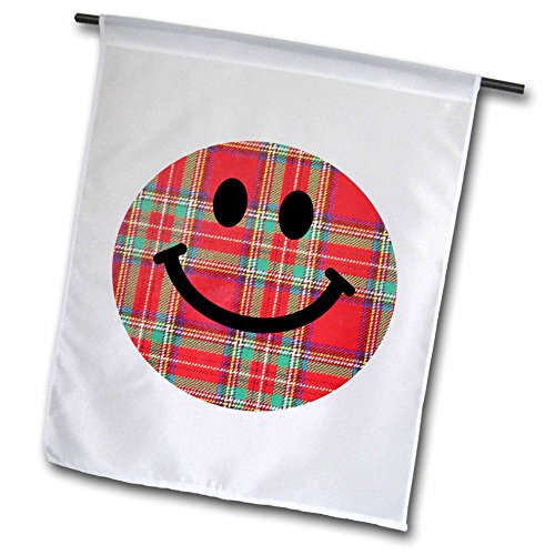 0499113091027 - INSPIRATIONZSTORE SMILEY FACE COLLECTION - SCOTTISH TARTAN SMILEY FACE - RED AND GREEN PLAID HAPPY FACE - SMILE - SMILING JOLLY SCOTLAND - 18 X 27 INCH GARDEN FLAG (FL_113091_2)