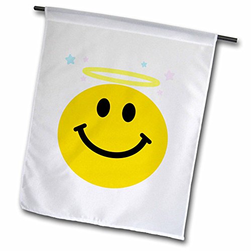 0499113103027 - INSPIRATIONZSTORE SMILEY FACE COLLECTION - ANGEL SMILEY FACE - ANGELIC YELLOW HAPPY SMILIE WITH HALO - SMILING SMILE SWEET GIRLY INNOCENT GOOD - 18 X 27 INCH GARDEN FLAG (FL_113103_2)