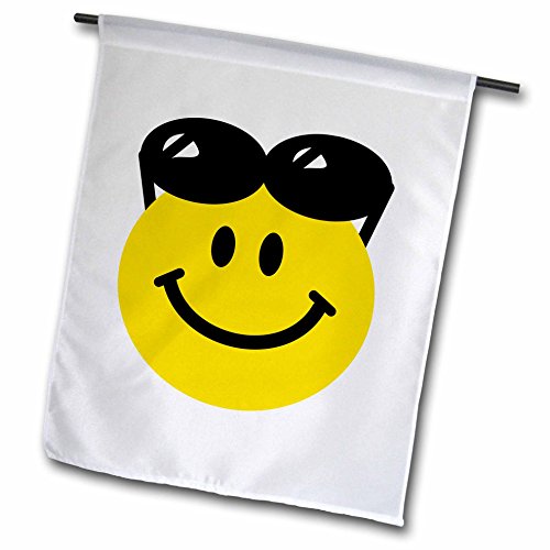 0499113112029 - INSPIRATIONZSTORE SMILEY FACE COLLECTION - SMILEY FACE WITH SUNGLASSES ON TOP OF HEAD - SUMMER HAPPY CARTOON - SUMMERY SUNNY CUTE COOL - 18 X 27 INCH GARDEN FLAG (FL_113112_2)