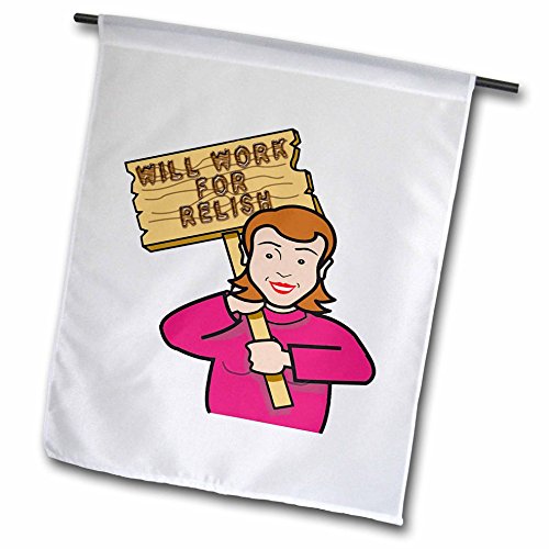 0499117390027 - DOONI DESIGNS HUMOROUS BRIBERY SIGNS SARCASM DESIGNS - FUNNY HUMOROUS WOMAN GIRL WITH A SIGN WILL WORK FOR RE LISH - 18 X 27 INCH GARDEN FLAG (FL_117390_2)
