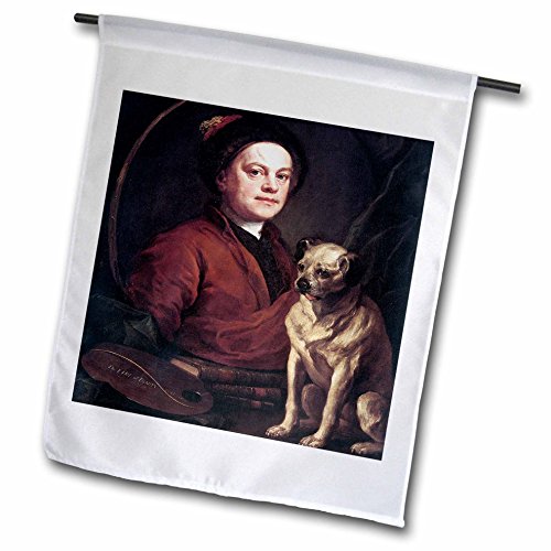 0499128072011 - BLN PORTRAIT GALLERY BY THE MASTERS FINE ART COLLECTION - SELF-PORTRIAT WITH HIS DOG, TRUMP BY WILLIAM HOGARTH - 12 X 18 INCH GARDEN FLAG (FL_128072_1)