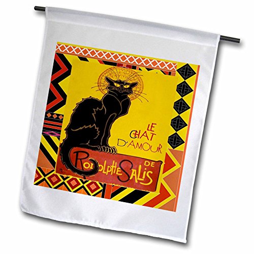 0499128341025 - TAICHE - GREETING CARDS - VALENTINE - LE CHAT DAMOUR A PARODY OF LE CHAT NOIR FOR VALENTINES DAY WITH A BOLD AZTEC THEME - 18 X 27 INCH GARDEN FLAG (FL_128341_2)