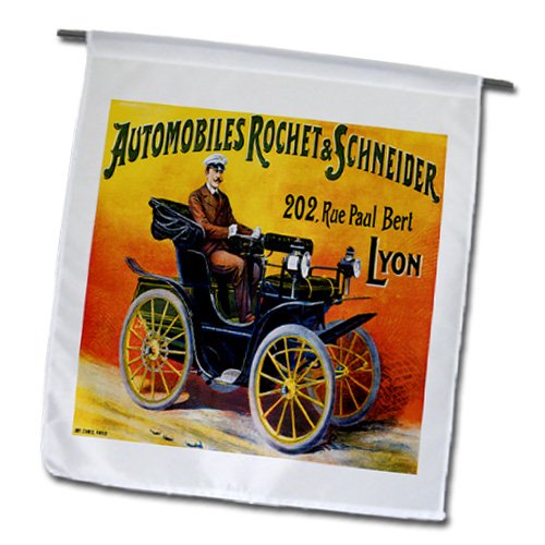 0499130203021 - BLN VINTAGE AUTOMOBILES AND RACING - VINTAGE AUTOMOBILES ROCHET AND SCHNEIDER ADVERTISING POSTER - 18 X 27 INCH GARDEN FLAG (FL_130203_2)