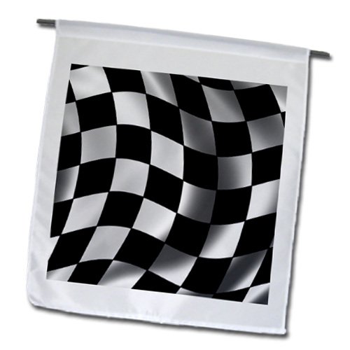 0499155076020 - CARSTEN REISINGER ILLUSTRATIONS - RACE FLAG BANNER CHECKER CHEQUER FINISH RACING MOTOR SPORTS WAVING - 18 X 27 INCH GARDEN FLAG (FL_155076_2)