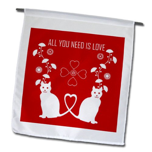 0499156644013 - BELINHA FERNANDES - LOVE AND VALENTINES DAY - CATS, HEARTS AND FLOWERS CELEBRATE LOVE ANY OCCASION - 12 X 18 INCH GARDEN FLAG (FL_156644_1)