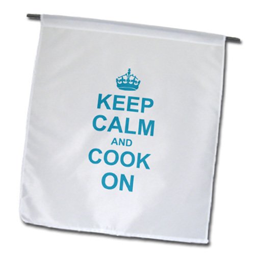 0499157699012 - INSPIRATIONZSTORE TYPOGRAPHY - KEEP CALM AND COOK ON - CARRY ON COOKING - GIFTS FOR CHEFS - LIGHT BLUE FUN FUNNY HUMOR HUMOROUS - 12 X 18 INCH GARDEN FLAG (FL_157699_1)