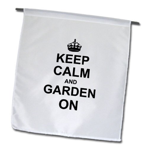 0499157726015 - 3DROSE FL_157726_1 KEEP CALM AND GARDEN ON-CARRY ON GARDENING-GARDENER GIFTS-BLACK FUN FUNNY HUMOR HUMOROUS GARDEN FLAG, 12 BY 18-INCH
