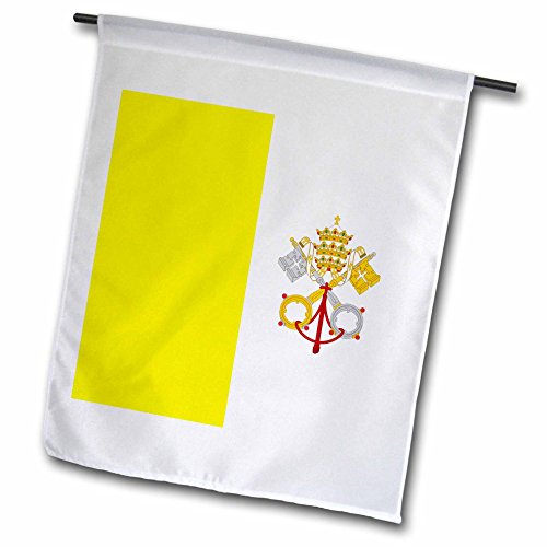 0499159812013 - 3DROSE FL_159812_1 FLAG OF VATICAN CITY GOLD YELLOW AND WHITE WITH CROSSED KEYS OF SAINT PETER AND PAPAL TIARA CROWN GARDEN FLAG, 12 BY 18-INCH