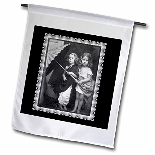 0499160777028 - BLN VINTAGE PHOTOGRAPHS OF HISTORY AND PEOPLE 1800S - 1900S - PAUL AND VIRGINIA BY JULIA MARGARET CAMERON, 1864 PHOTO OF TWO YOUNG CHILDREN HOLDING A PARASOL - 18 X 27 INCH GARDEN FLAG (FL_160777_2)