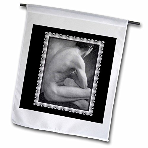 0499160843020 - BLN VINTAGE PHOTOGRAPHS OF HISTORY AND PEOPLE 1800S - 1900S - NUDE MALE BY ELIAS GOLDENSKY, C. 1915 PORTRIAT OF A SEATED MAN FROM BEHIND - 18 X 27 INCH GARDEN FLAG (FL_160843_2)