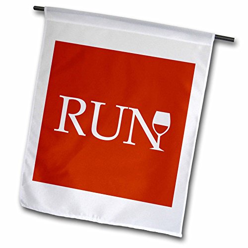 0499161536013 - 3DROSE FL_161536_1 RED RUN FOR WINE-TYPOGRAPHY WORD WITH WINE GLASS-RUNNER FUN RUNNING CLUB RACE RACING MARATHON GARDEN FLAG, 12 BY 18-INCH