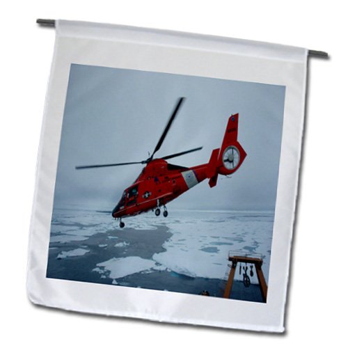 0499163082013 - 3DROSE FL_163082_1 IMAGE OF A COAST GUARD HELICOPTER OVER ARTIC ICE GARDEN FLAG, 12 BY 18-INCH