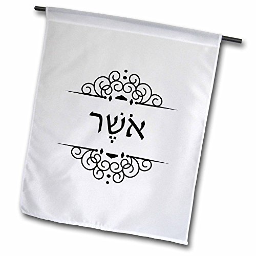 0499165123028 - INSPIRATIONZSTORE JUDAICA - OSHER. HEBREW WORD FOR HAPPINESS OR BLISS. BLACK AND WHITE IVRIT TEXT - 18 X 27 INCH GARDEN FLAG (FL_165123_2)
