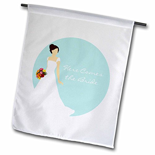 0499165857015 - 3DROSE FL_165857_1 HERE COMES THE BRIDE-BRUNETTE BLUE GARDEN FLAG, 12 BY 18-INCH